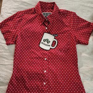 Women's DIXXON The LUMBERGH Short Sleeve PARTY Shirt - Size SMALL